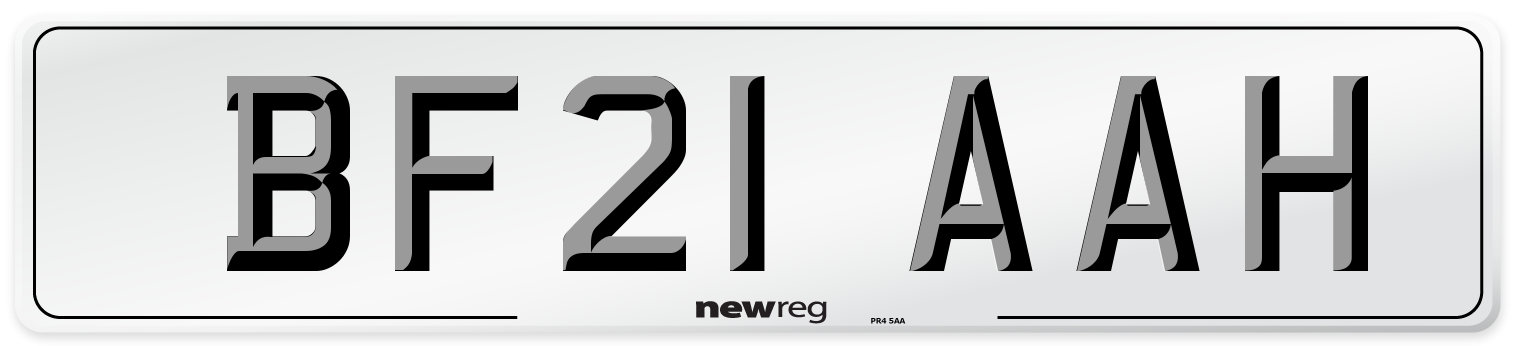 BF21 AAH Number Plate from New Reg